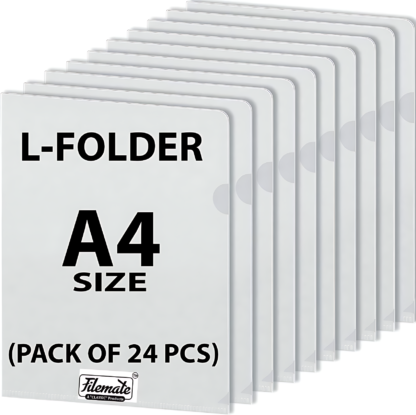 futureX A4 size L-Folder (Pack of 24 pcs) (Size: 12.25 X 8.75 inches (Set Of 24, Clear and Transparent)