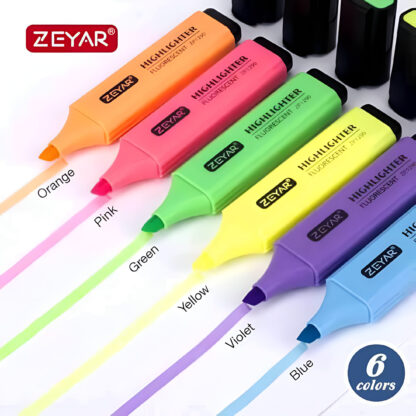 Zeyar CANDY Highlighter, Chisel Tip Marker Pen (Set of 6, Multicolour)] - Image 3