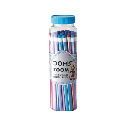 DOMS Zoom Triangle Jar of Pencil (Set of 30, Multicolor skin, grade 2B, triangular shape)